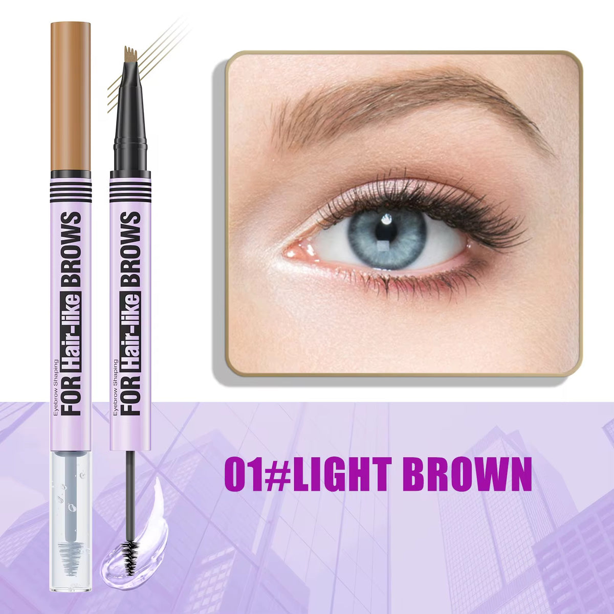 Crayon à Sourcils 2-en-1 Effet Poil & Gel Fixateur