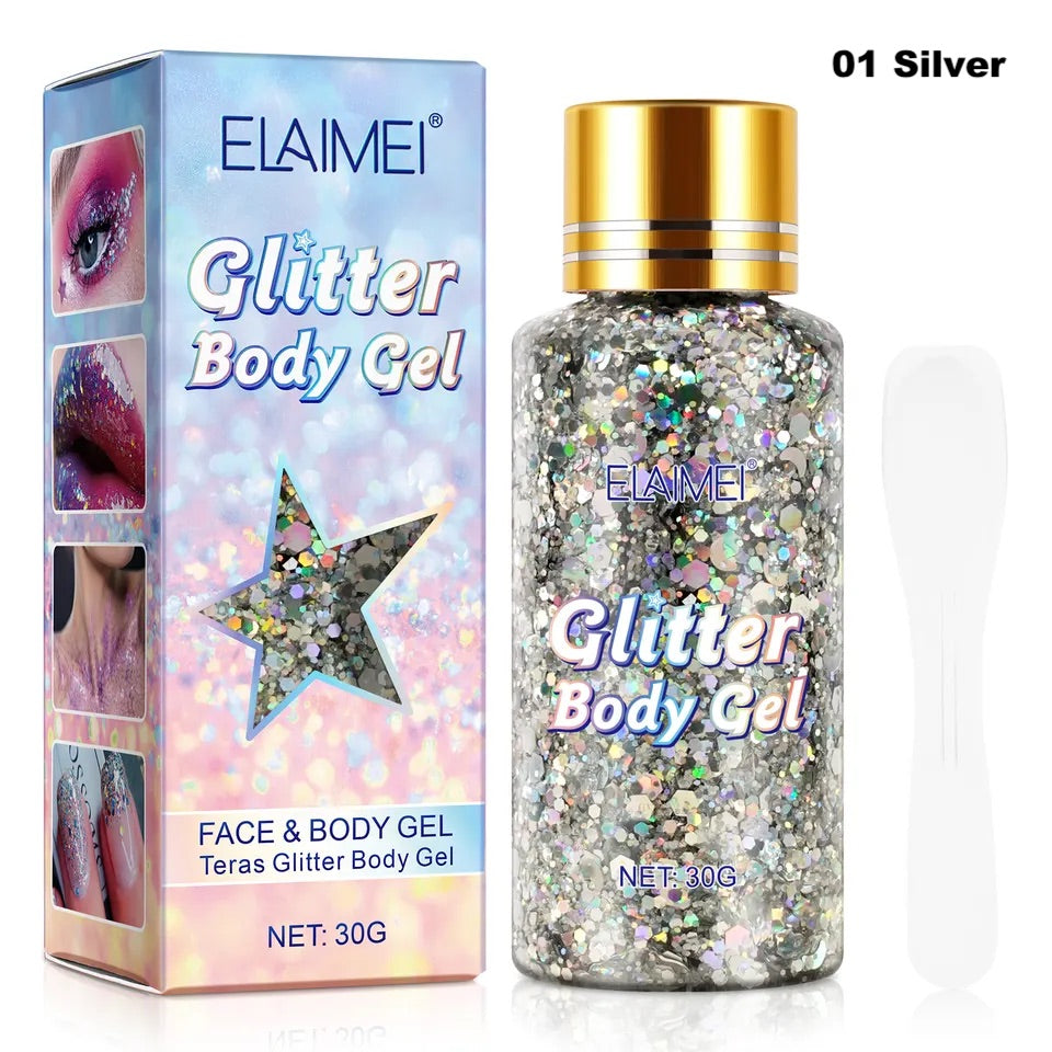 Gel pailleté pour le corps et les cheveux